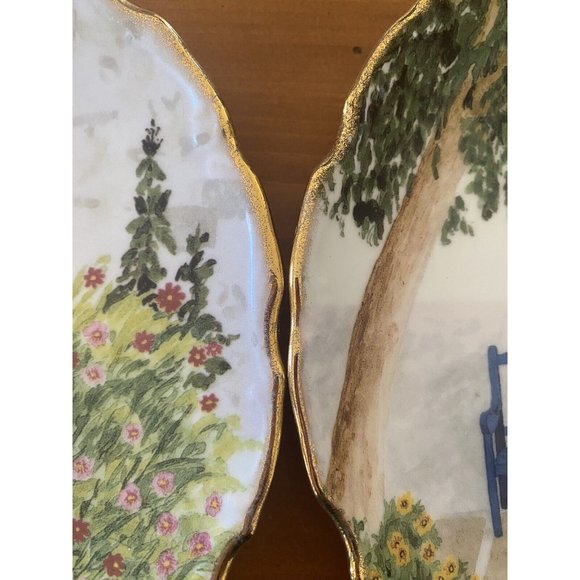 (2) Royal Vale 8.5” Decorative Plates Garden Benches Bone China Made In England - Picture 4 of 6